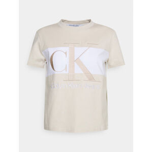 Calvin Klein dámské béžové tričko - L (ACF)